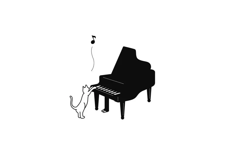 ピアノと猫イラスト
