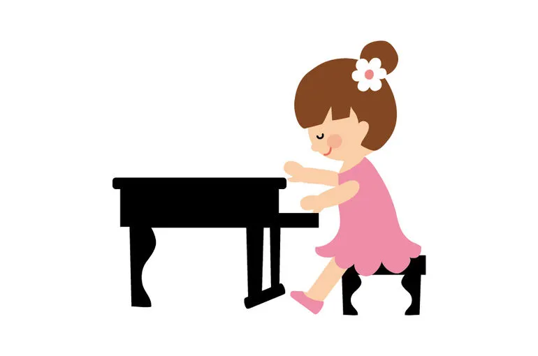 女の子がピアノを弾いているイラスト