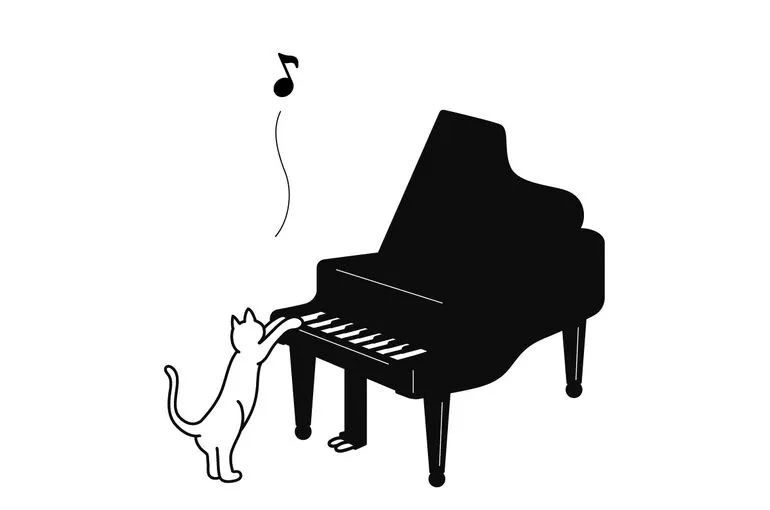 ピアノと猫イラスト