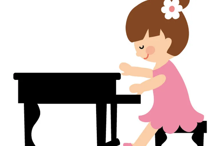 ピアノを弾く女の子のイラスト