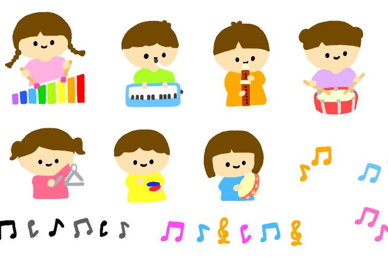 子どもたちの音楽演奏イラスト